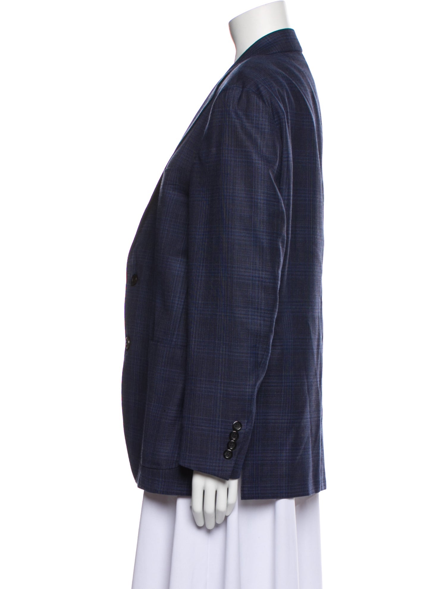 Canali Wool Plaid Print Blazer