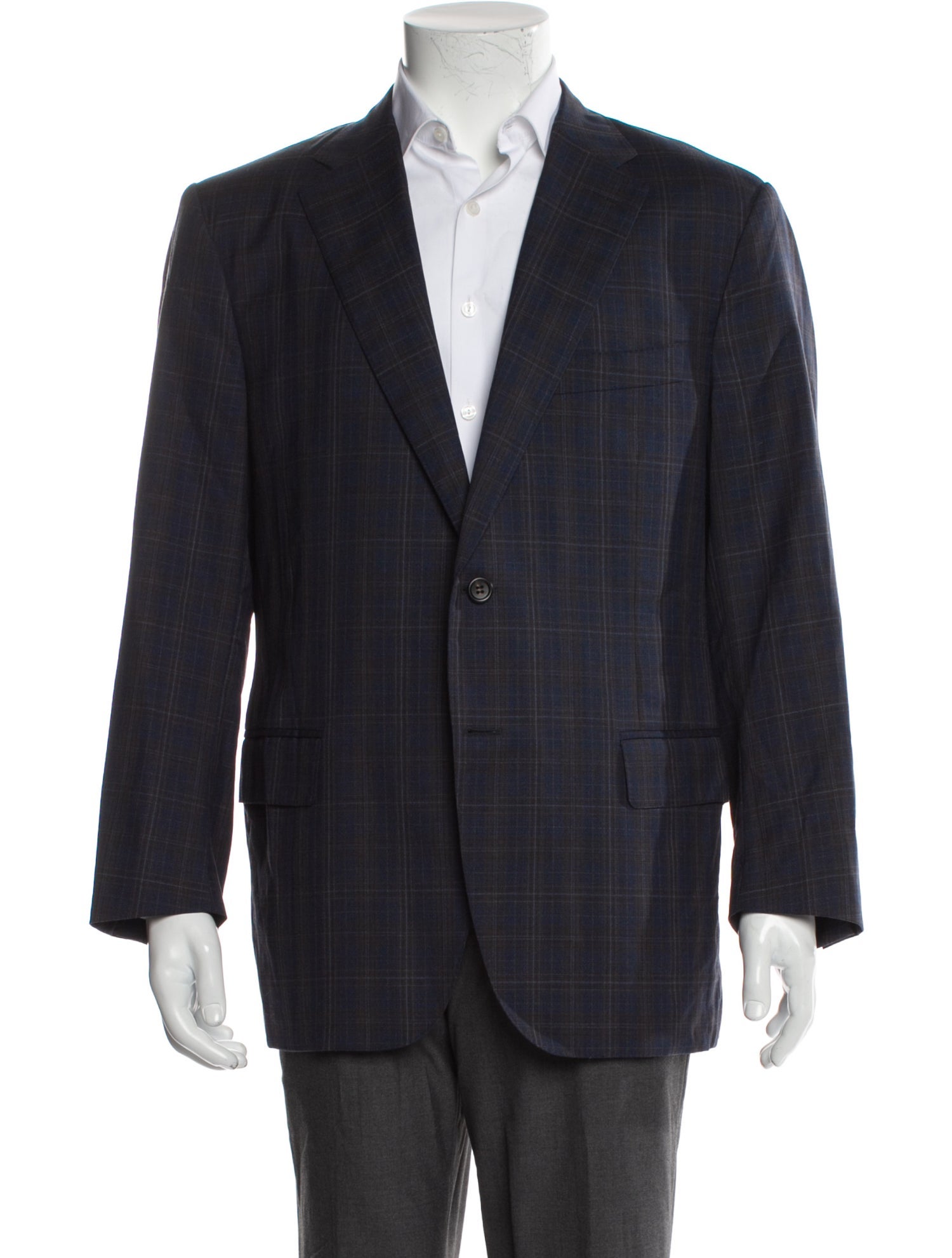 Canali Wool Plaid Print Blazer w/ Tags