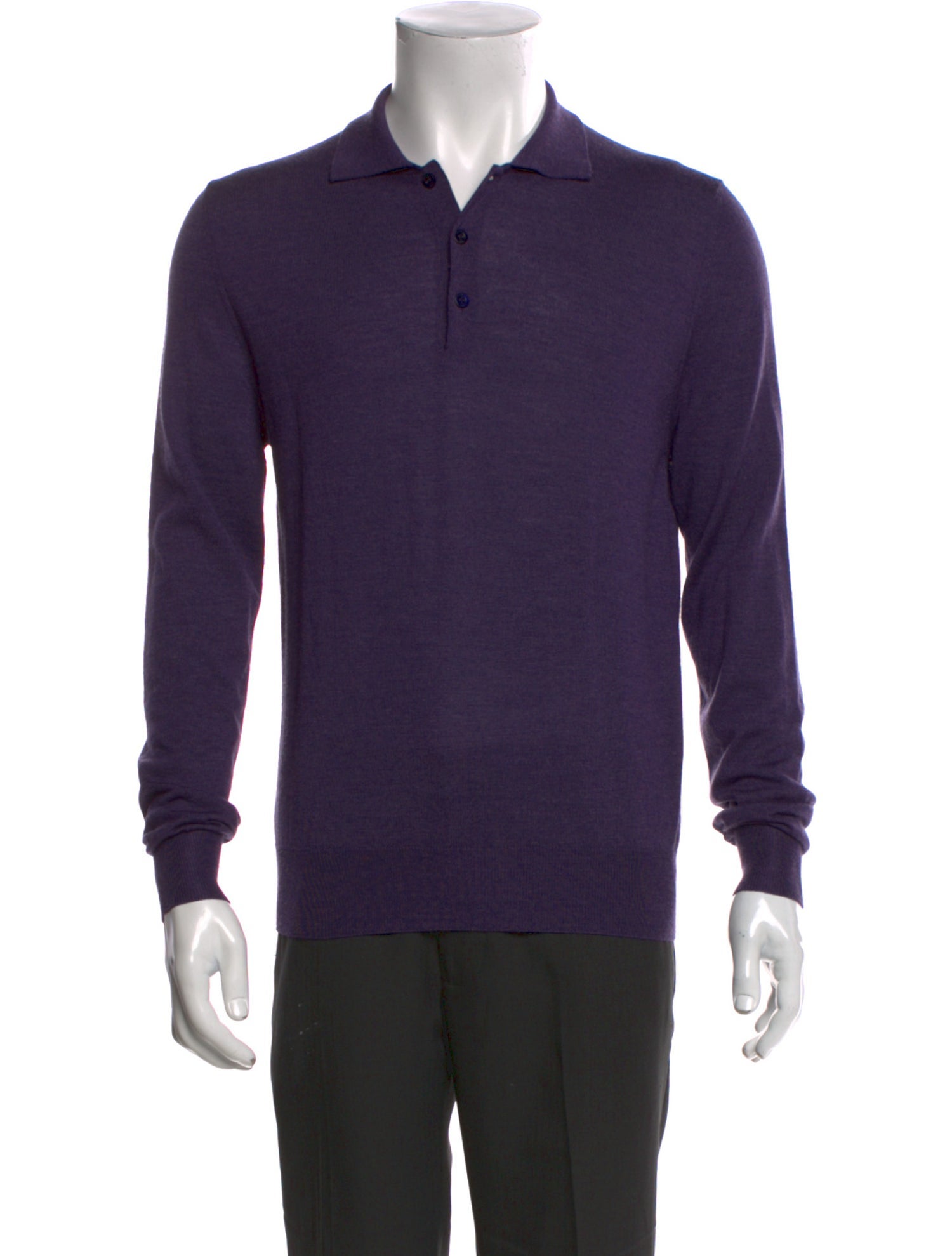 Canali Wool Collar Polo Sweater