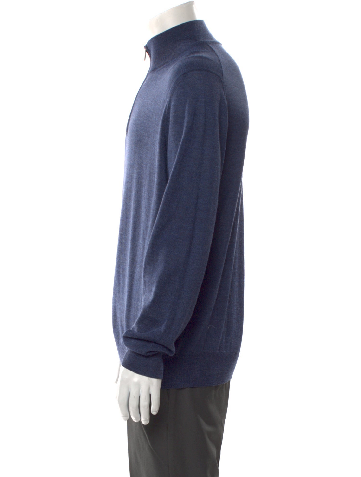 Canali Merino Wool Mock Neck Polo Sweater