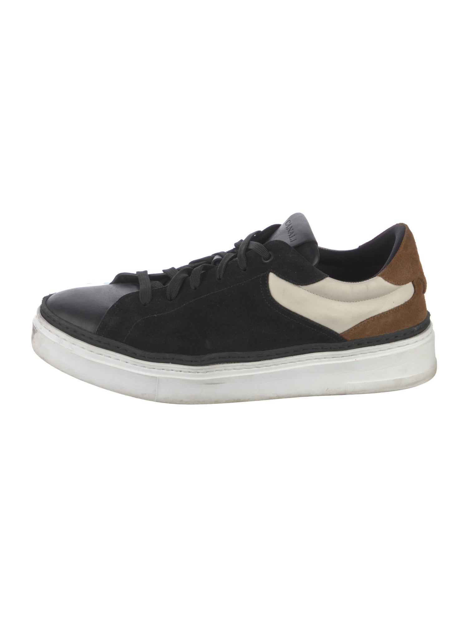 Canali Leather Colorblock Pattern Sneakers