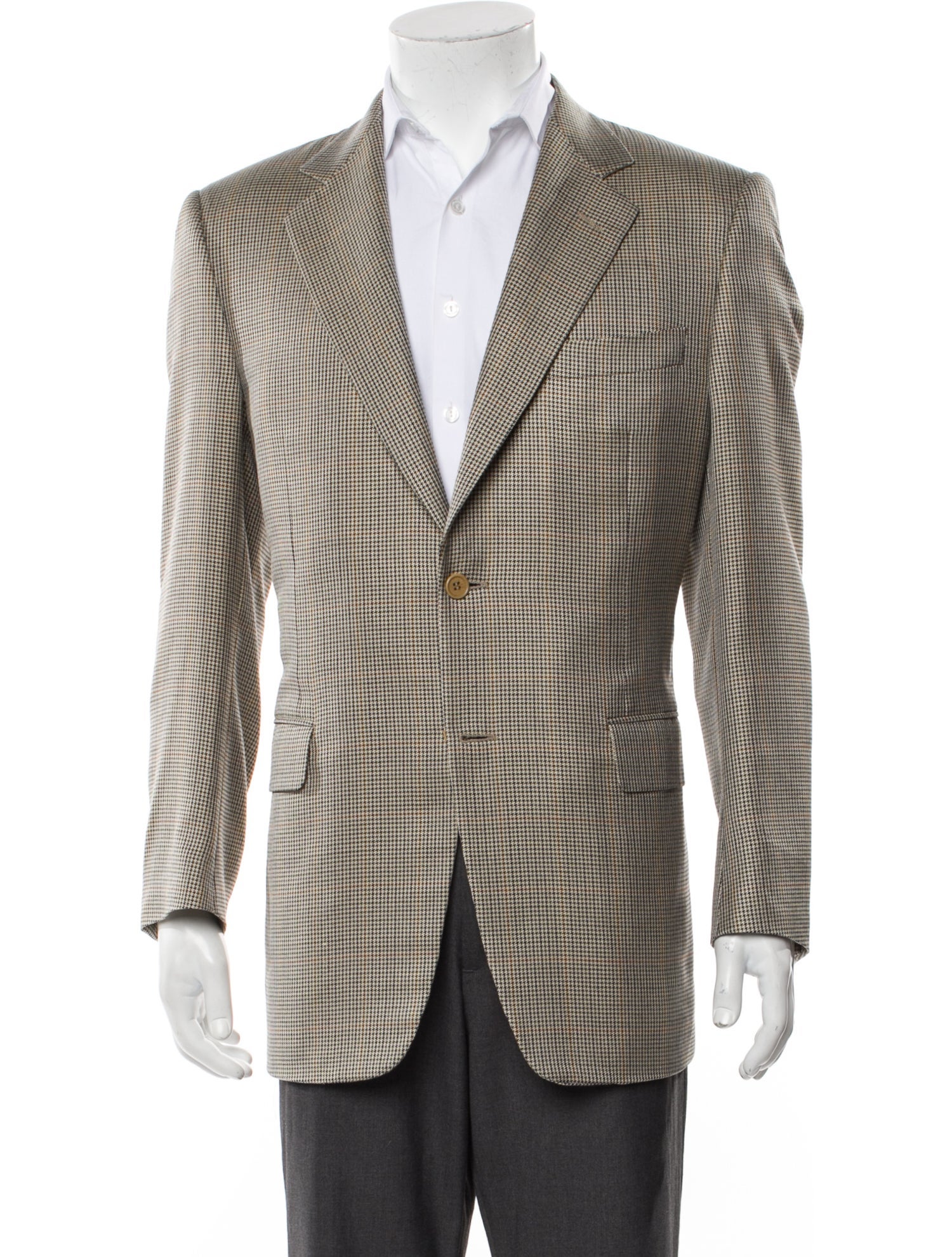 Canali Silk Houndstooth Print Blazer