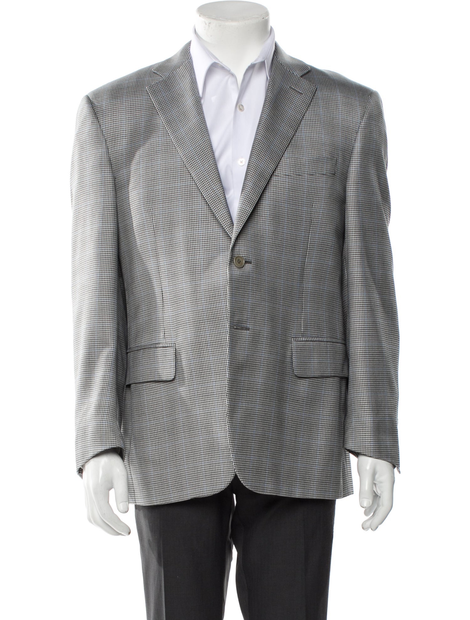 Canali Silk Plaid Print Blazer