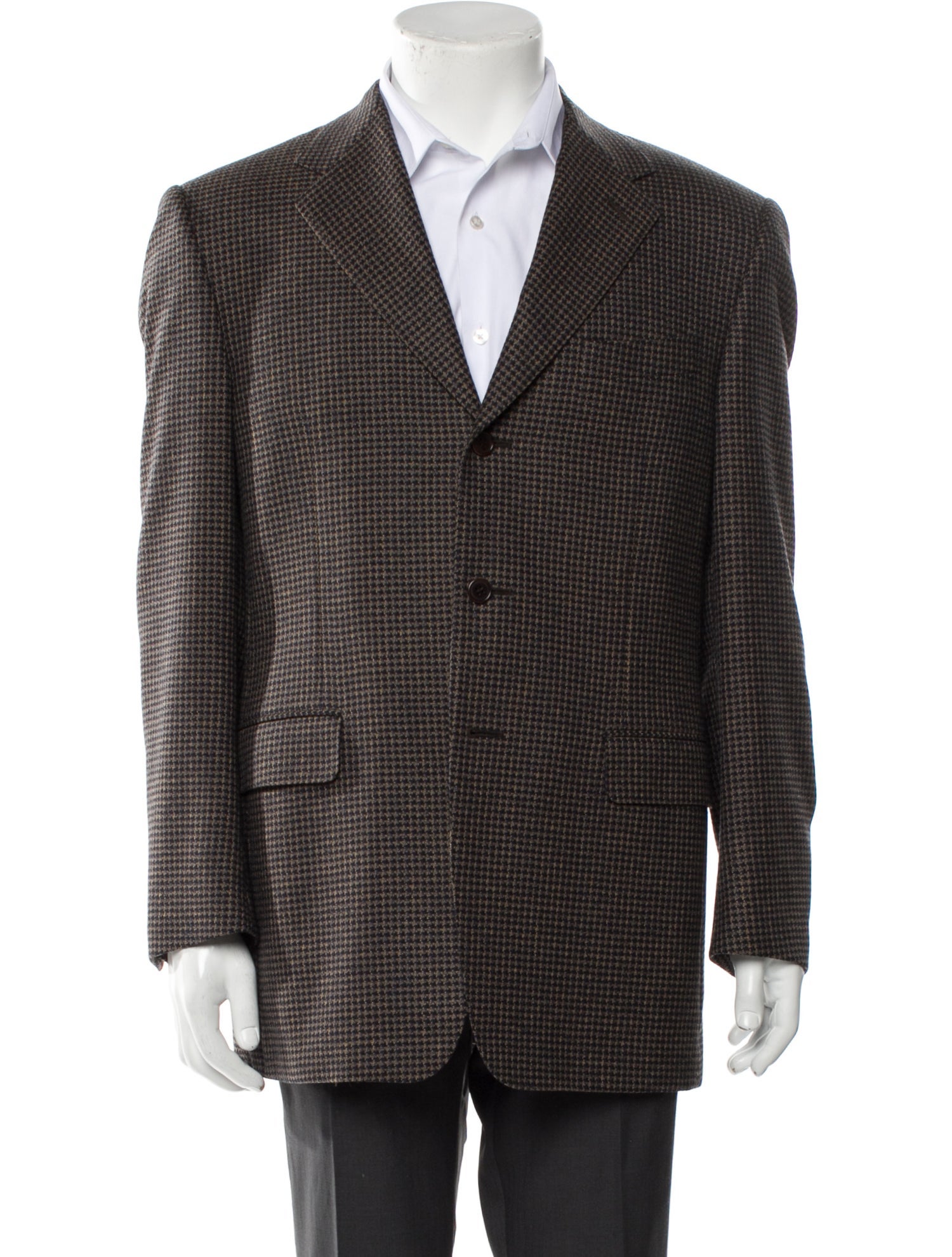 Canali Wool Houndstooth Print Blazer