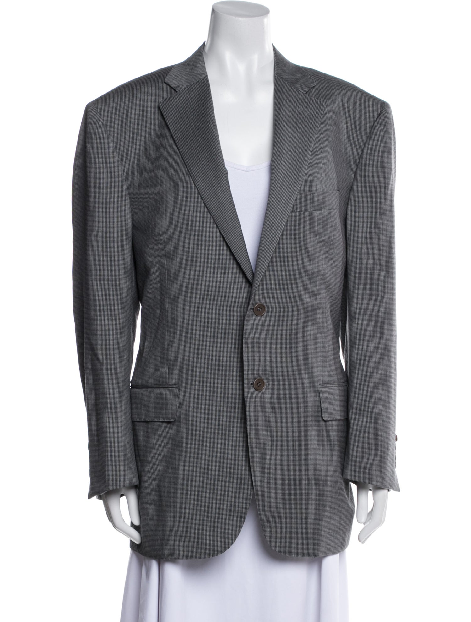 Canali Wool Plaid Print Blazer