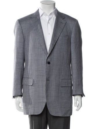 Canali Wool Plaid Print Blazer