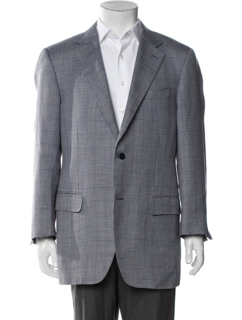 Canali Wool Plaid Print Blazer