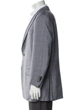 Canali Wool Plaid Print Blazer