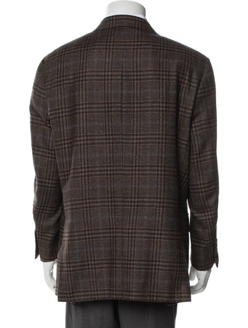 Canali Wool Plaid Print Coat