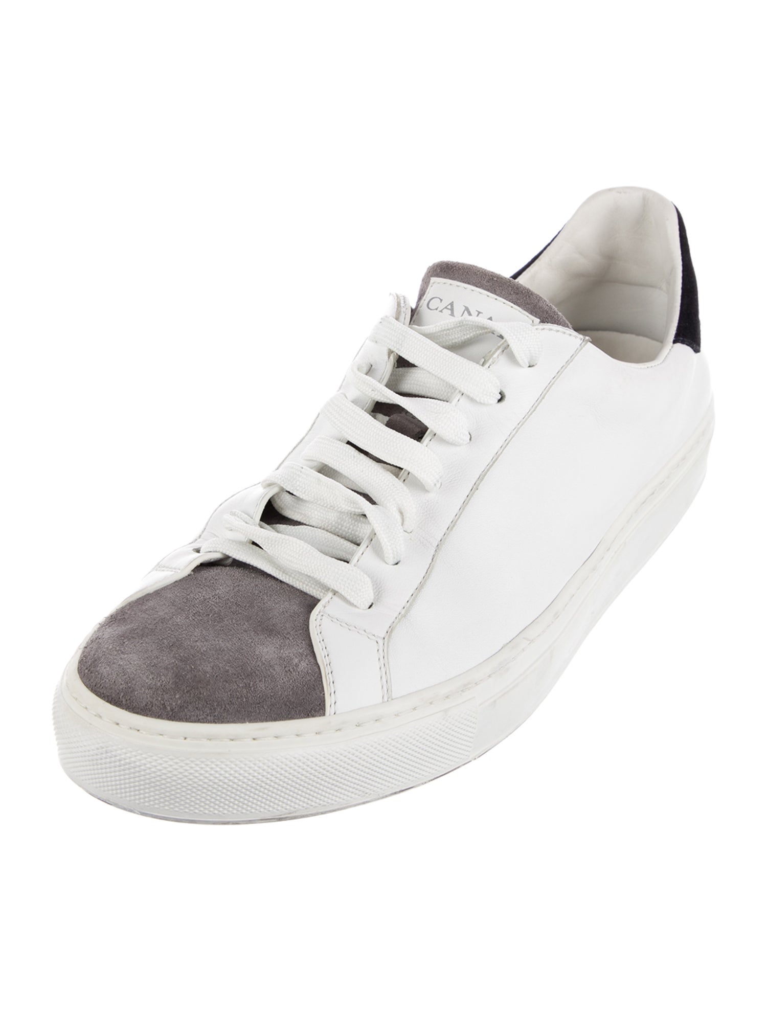 Canali Leather Colorblock Pattern Sneakers