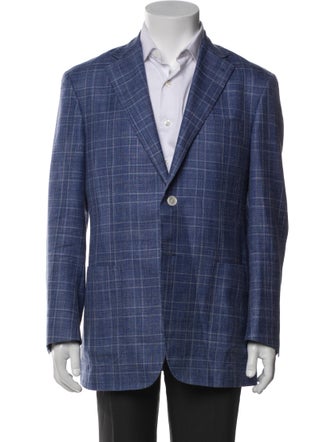 Canali Wool Plaid Print Jacket