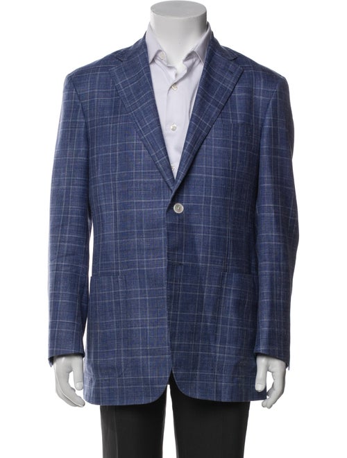 Canali Wool Plaid Print Jacket