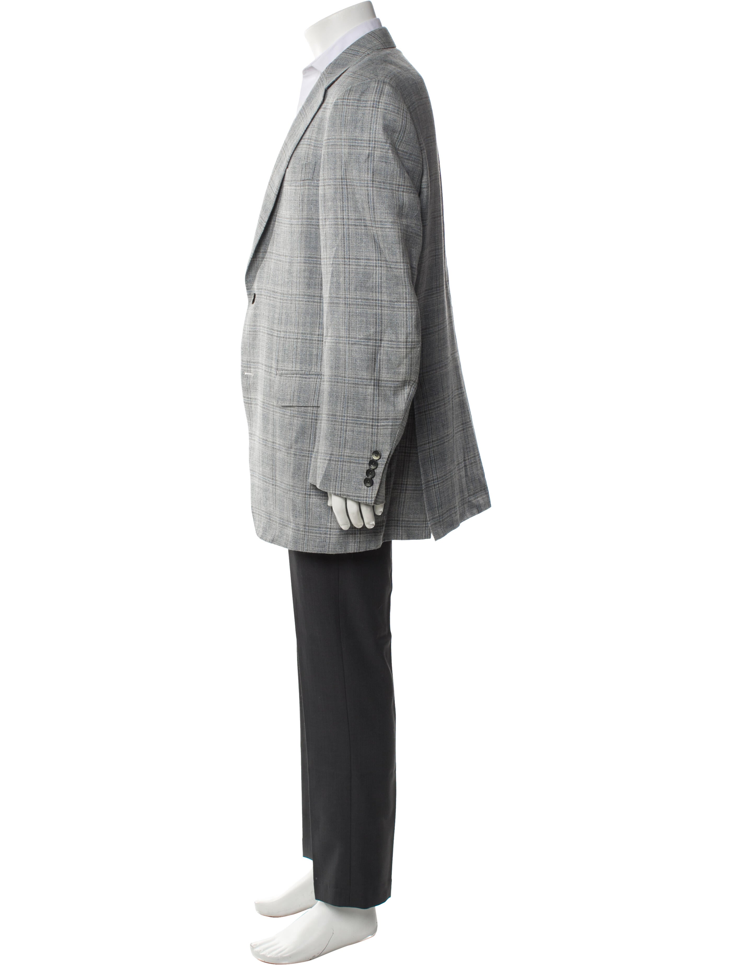 Canali Wool Plaid Print Overcoat