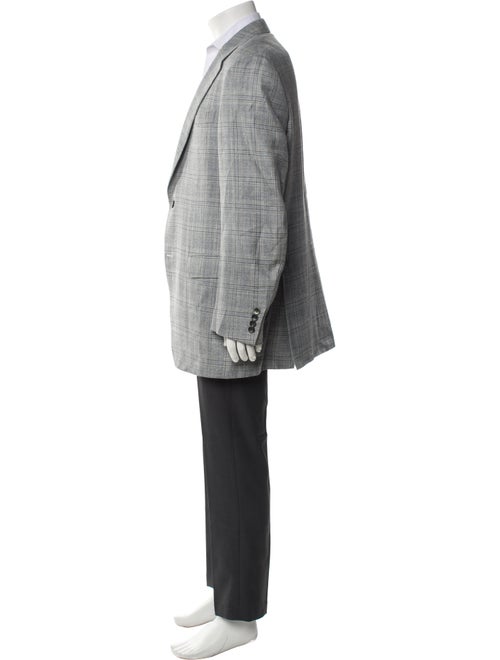 Canali Wool Plaid Print Overcoat