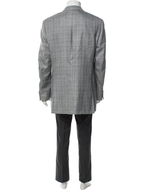 Canali Wool Plaid Print Overcoat