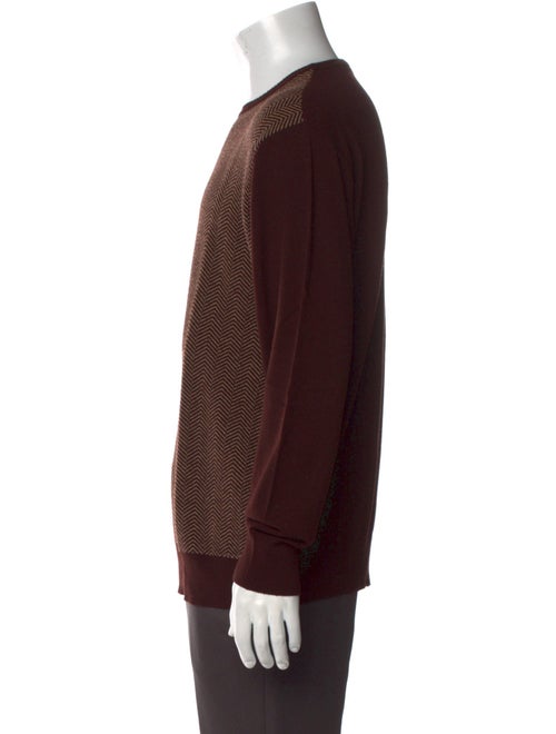 Canali Colorblock Pattern Crew Neck Pullover