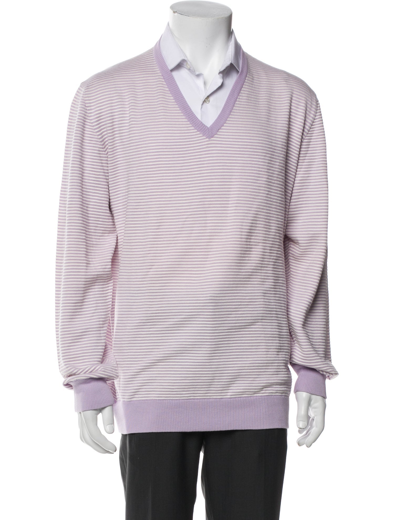 Canali Striped V-Neck Pullover