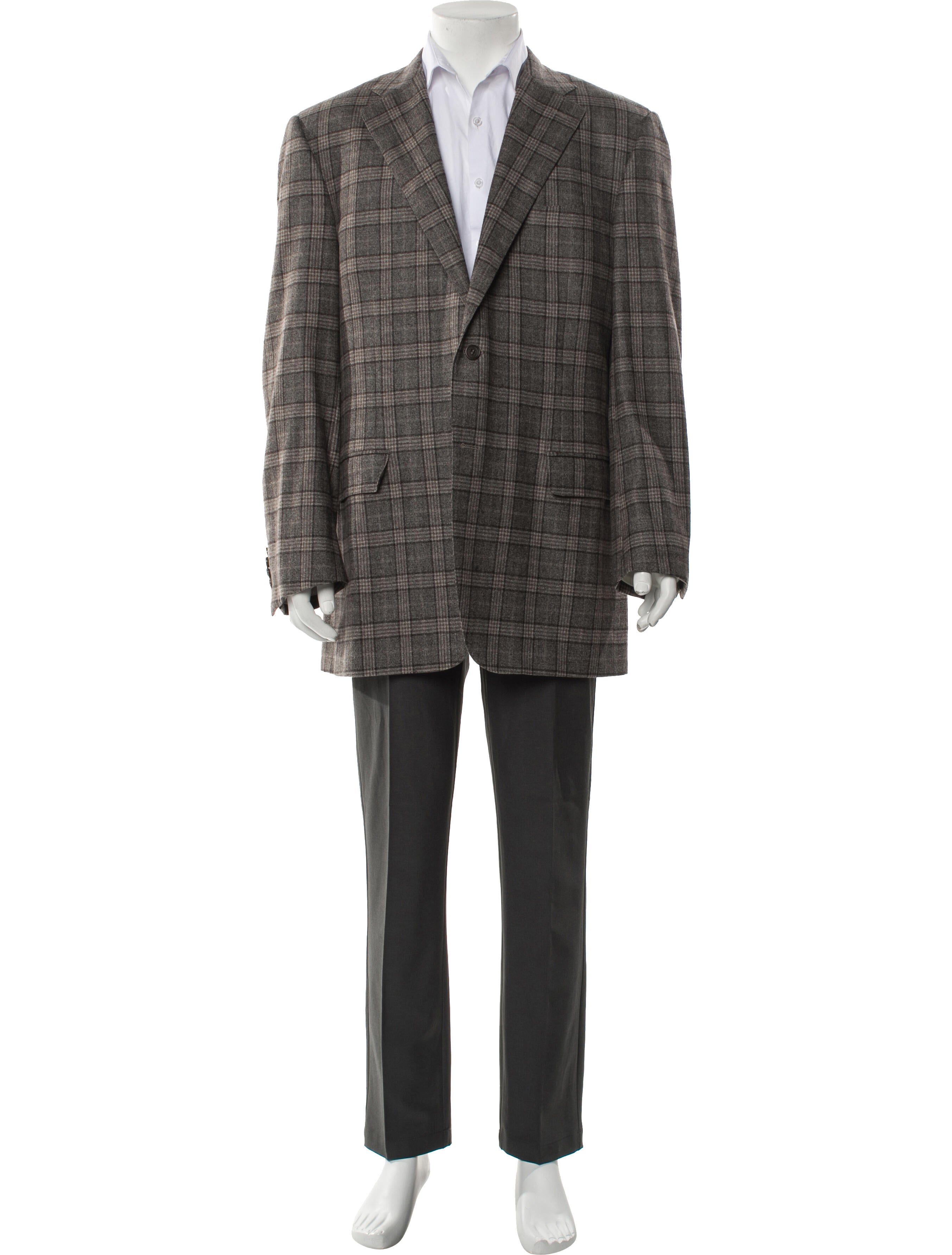 Canali Wool Plaid Print Blazer