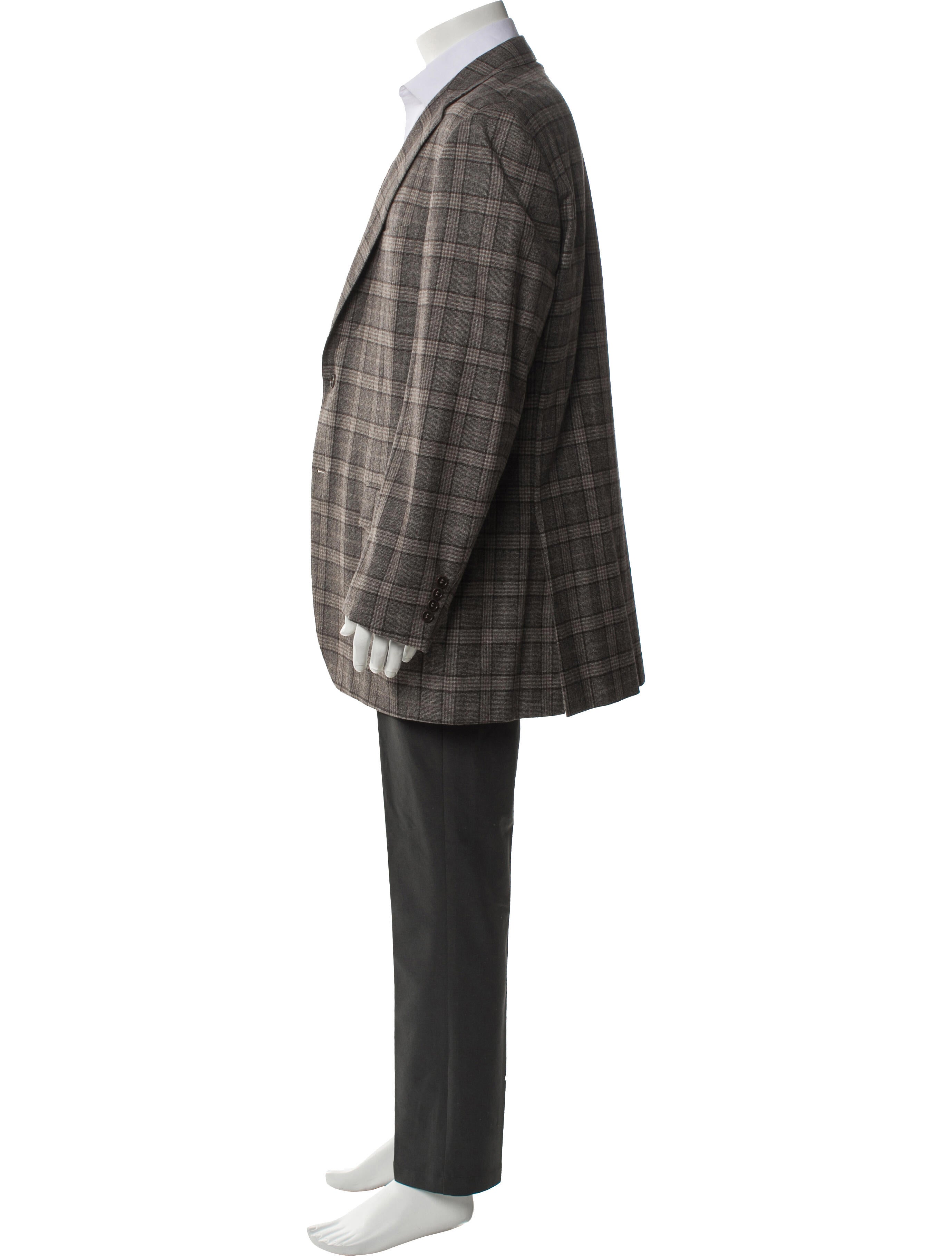Canali Wool Plaid Print Blazer