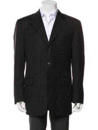 Canali Wool Striped Overcoat