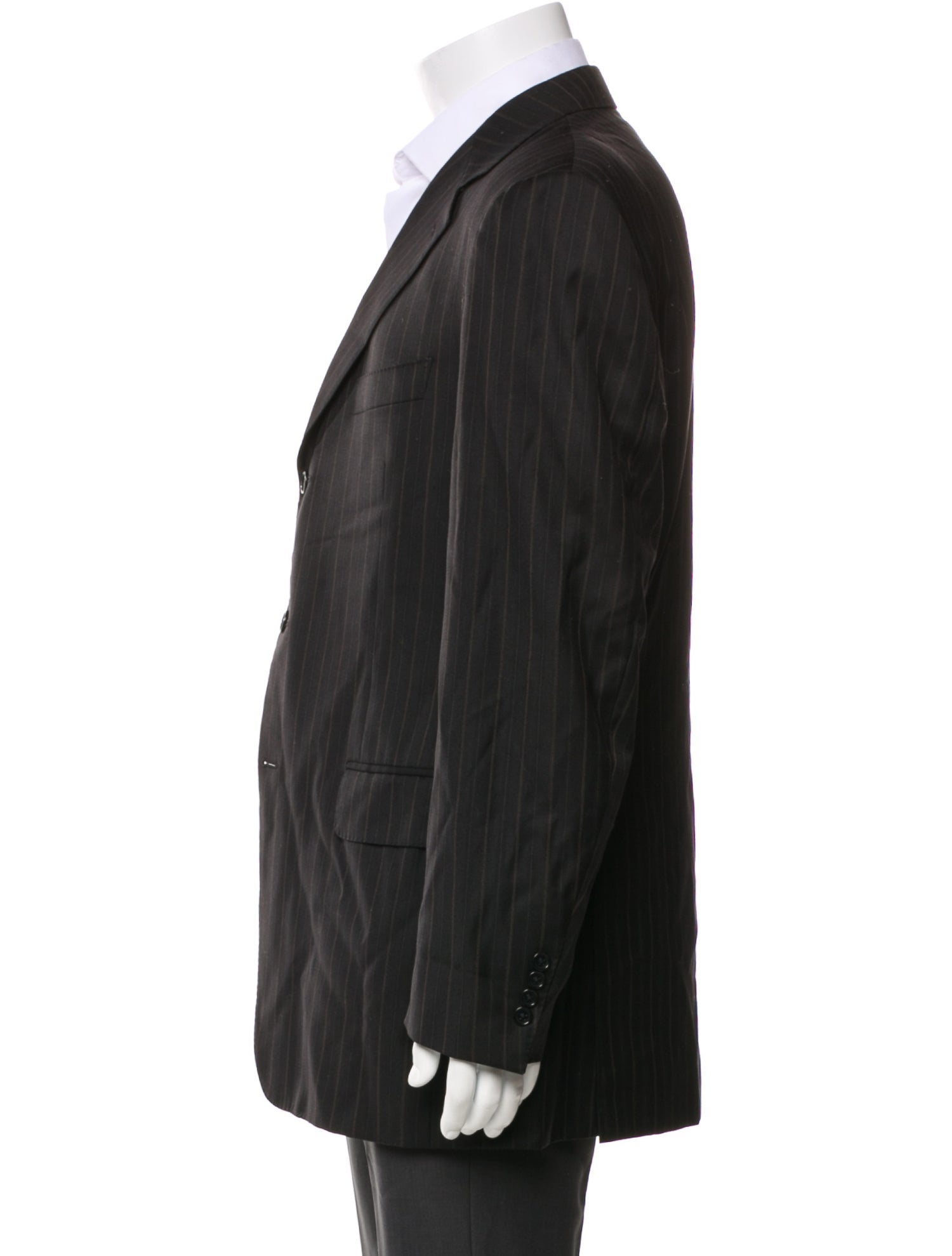 Canali Wool Striped Overcoat