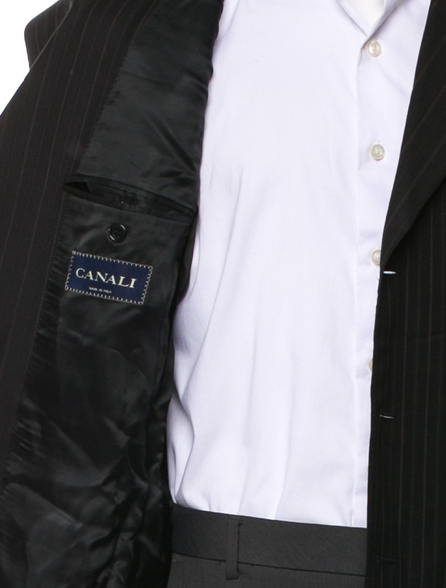 Canali Wool Striped Overcoat