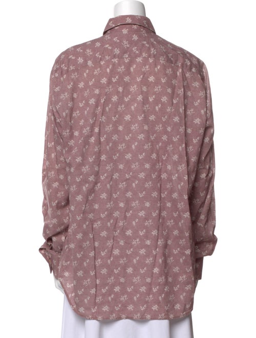Canali Printed Long Sleeve Button-Up Top