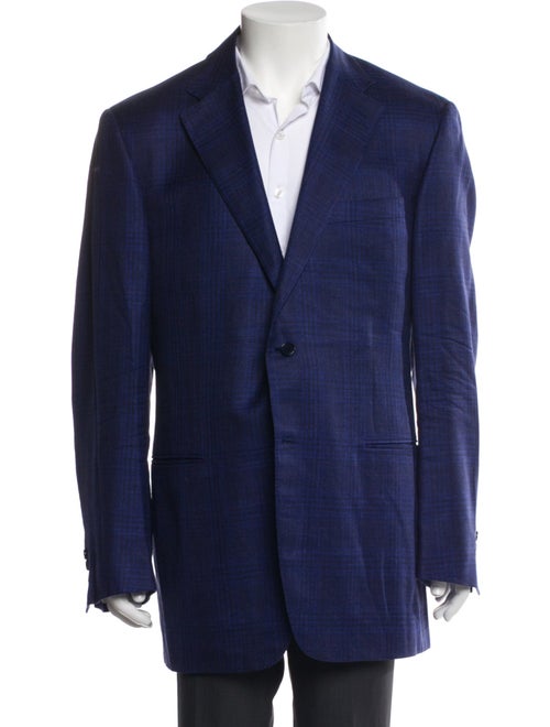 Canali Wool Plaid Print Overcoat
