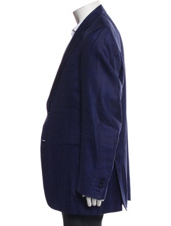 Canali Wool Plaid Print Overcoat