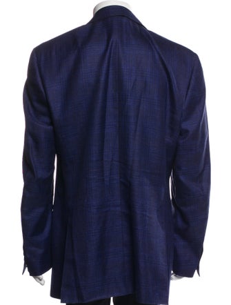Canali Wool Plaid Print Overcoat