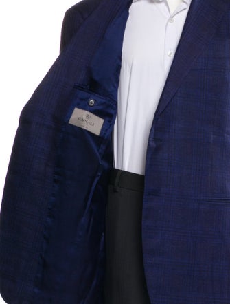 Canali Wool Plaid Print Overcoat
