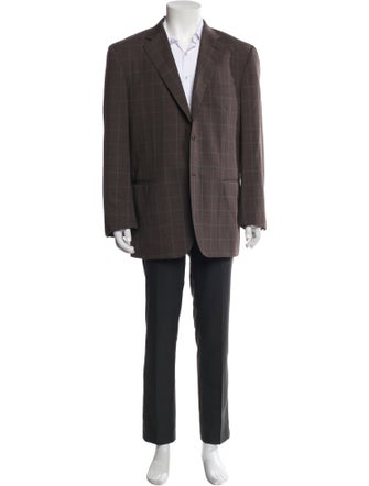 Canali Wool Plaid Print Overcoat