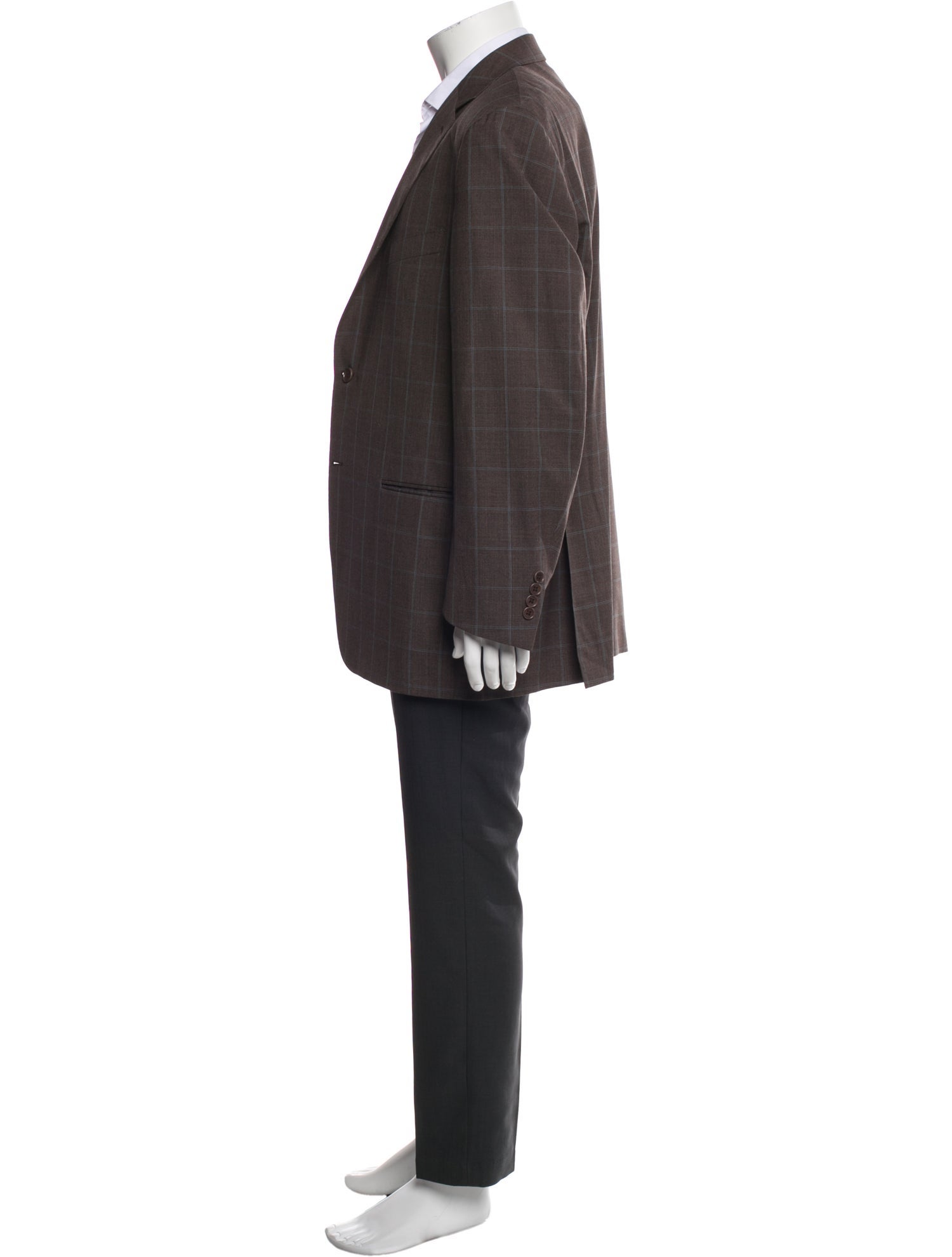 Canali Wool Plaid Print Overcoat