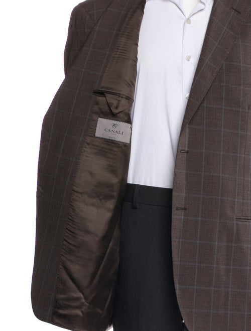 Canali Wool Plaid Print Overcoat