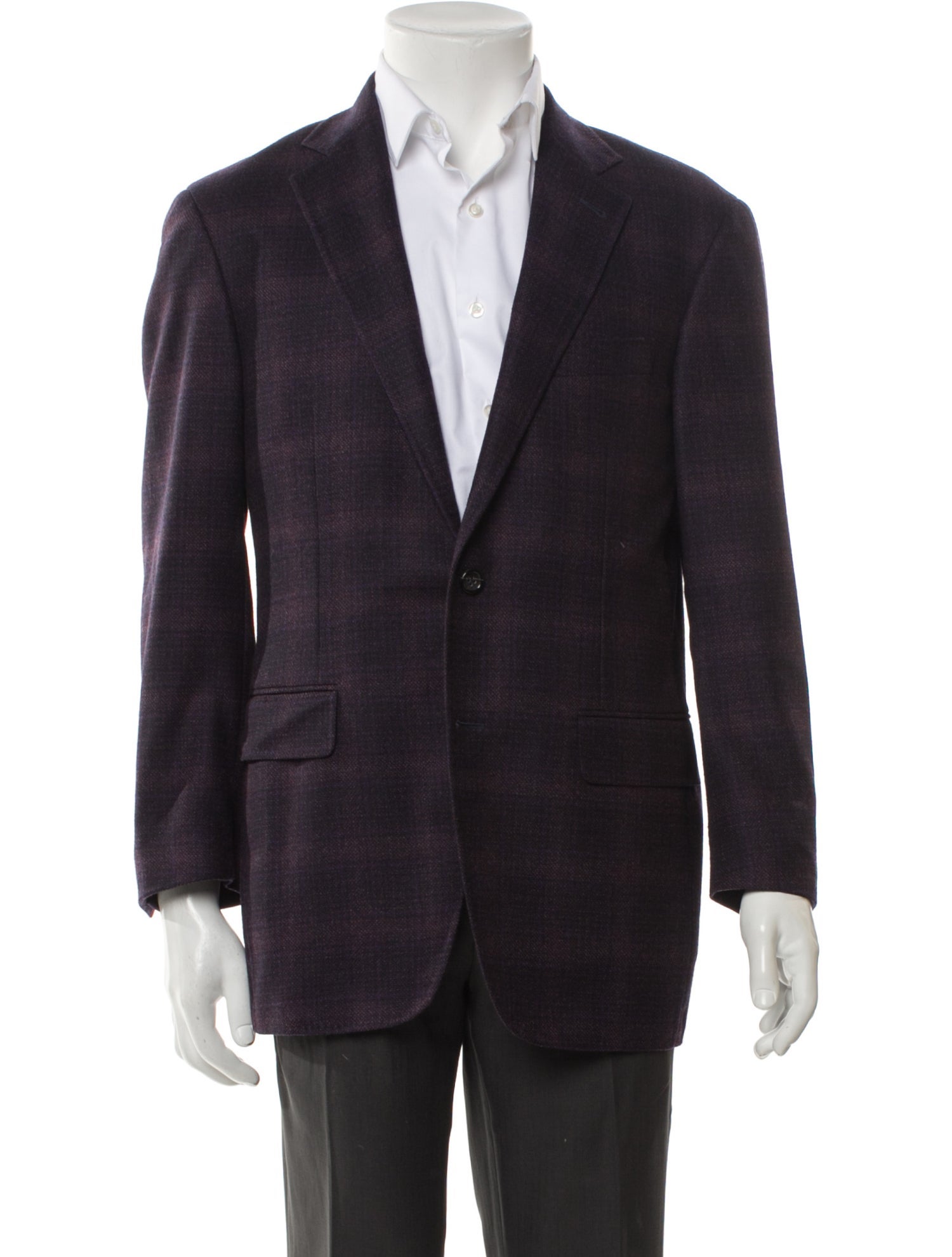 Canali Wool Plaid Print Blazer