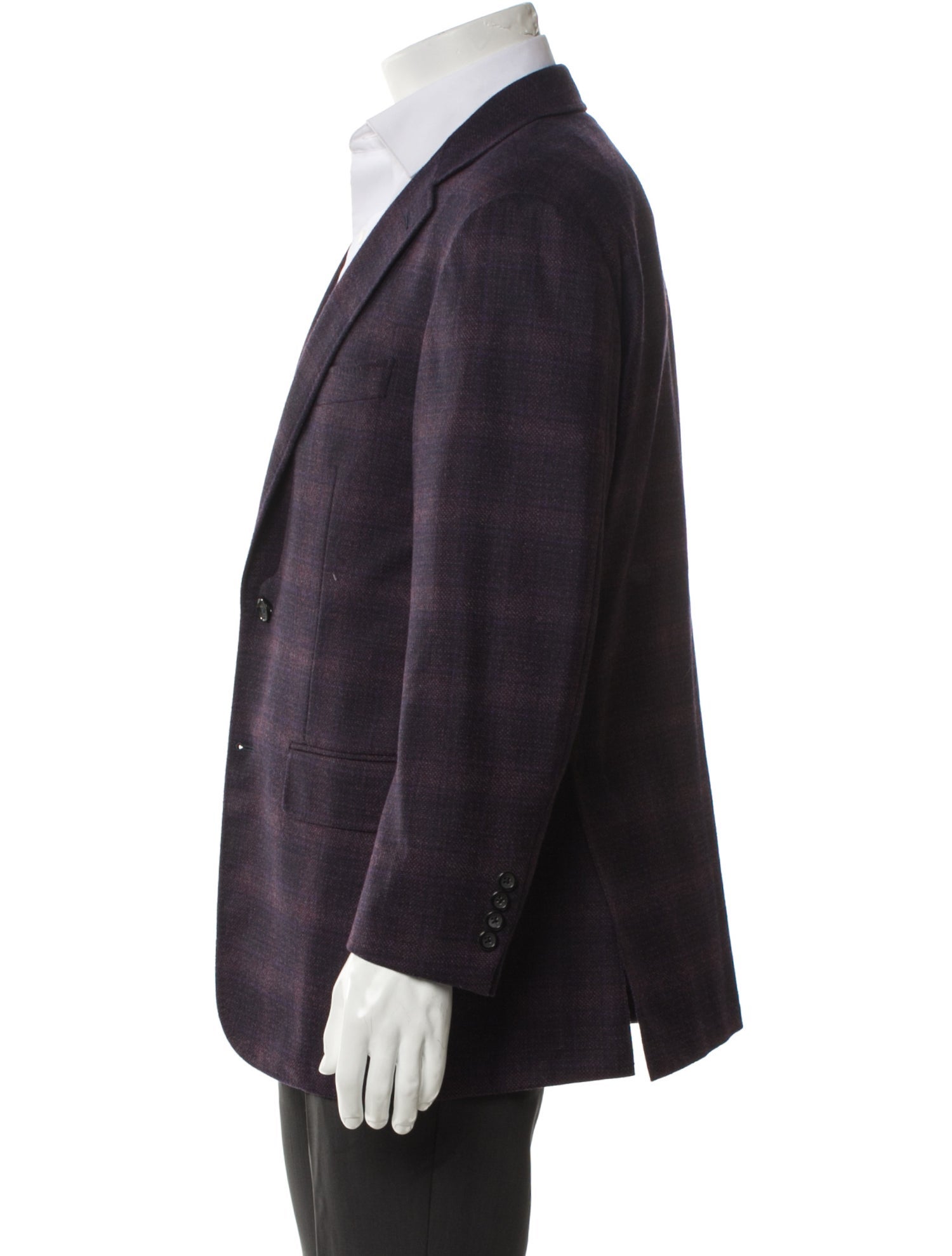 Canali Wool Plaid Print Blazer