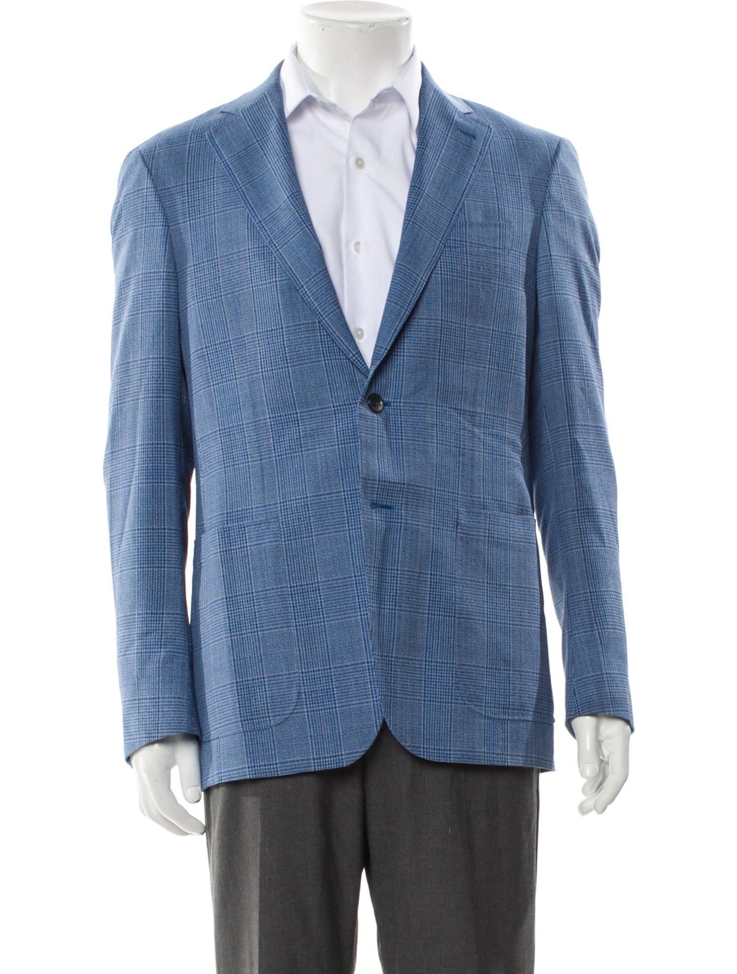 Canali Wool Plaid Print Blazer