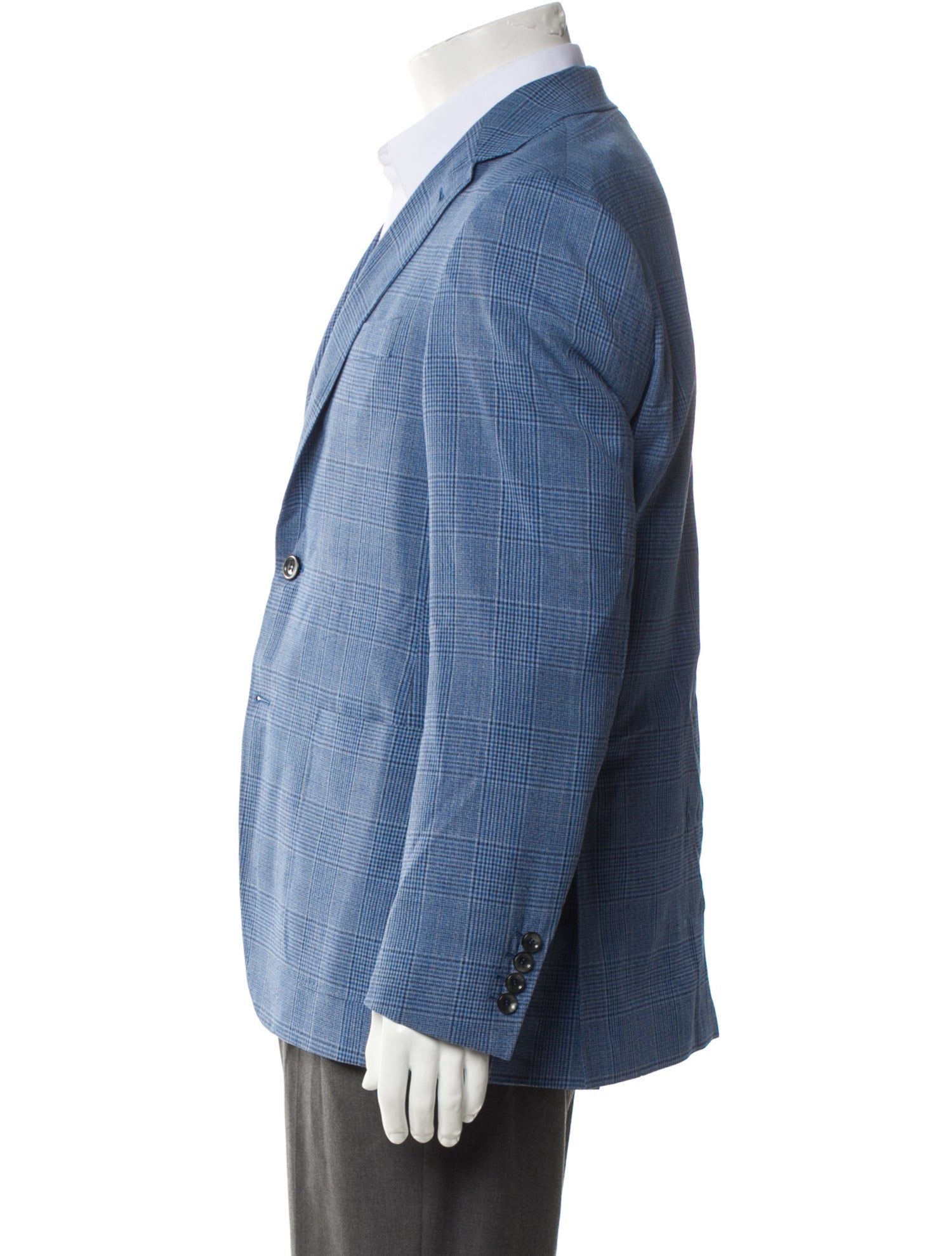 Canali Wool Plaid Print Blazer