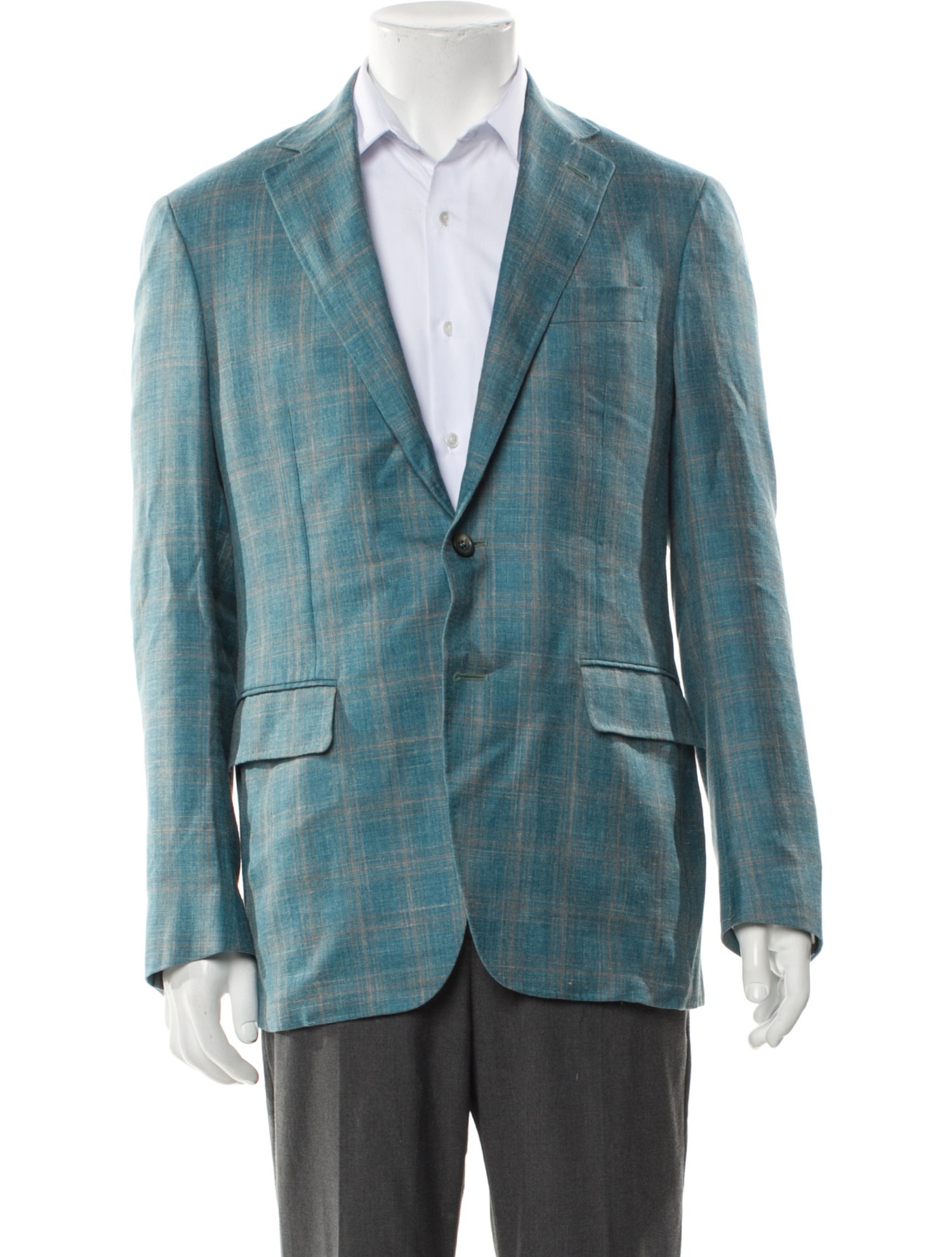 Canali Wool Plaid Print Blazer
