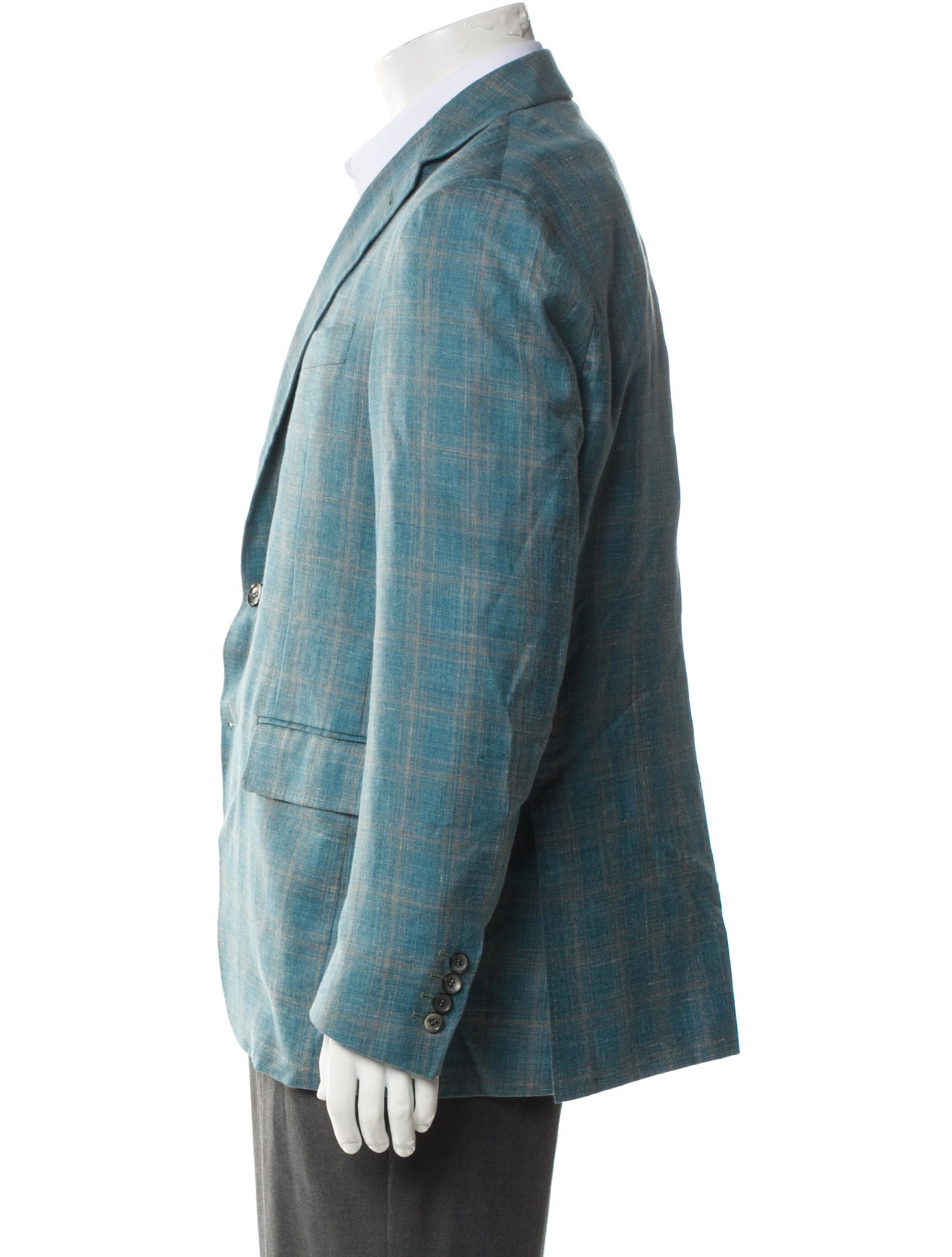 Canali Wool Plaid Print Blazer