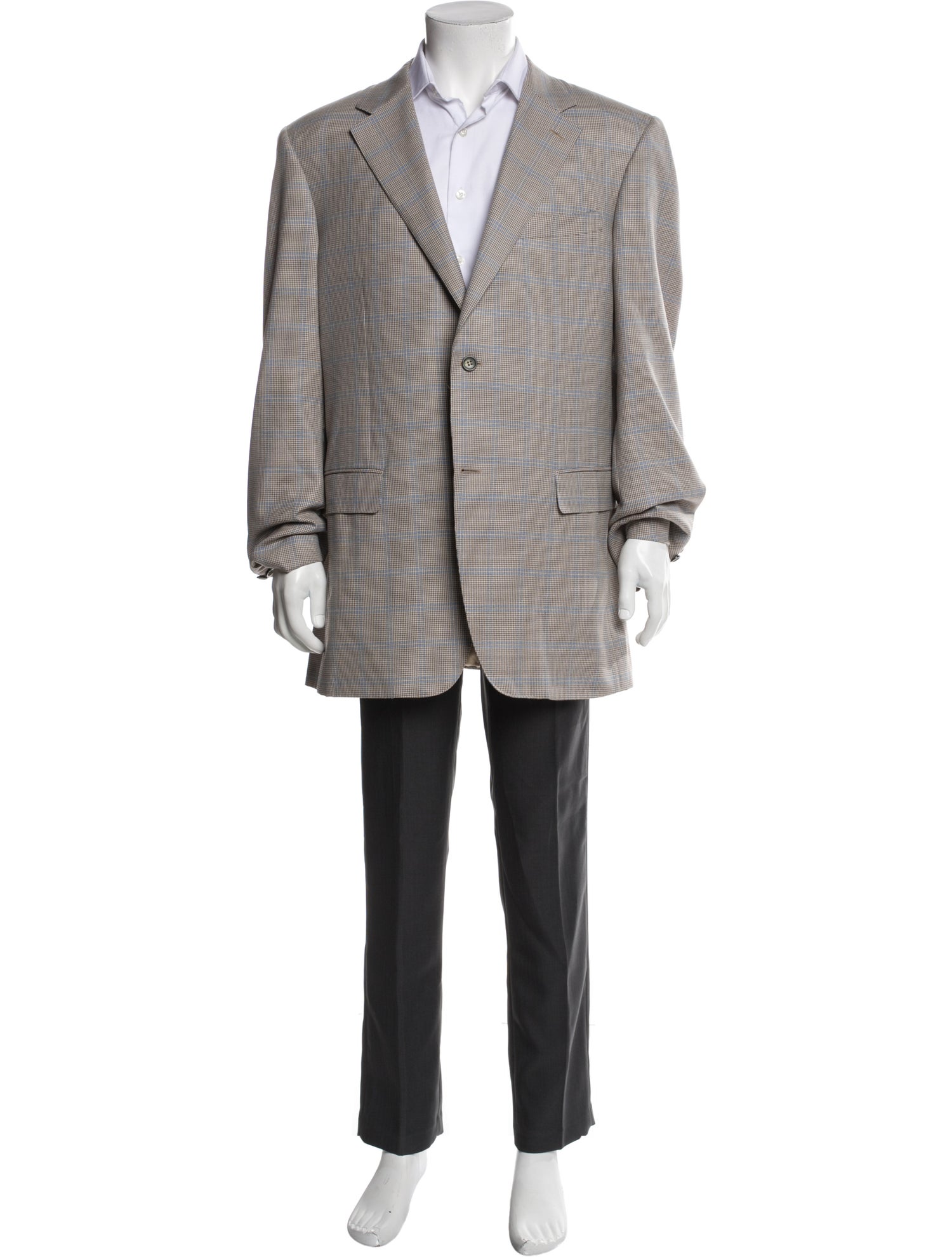Canali Wool Plaid Print Overcoat