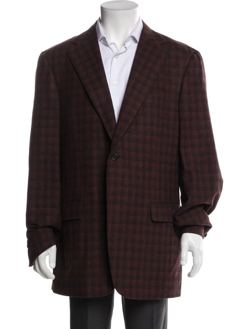 Canali Wool Plaid Print Blazer