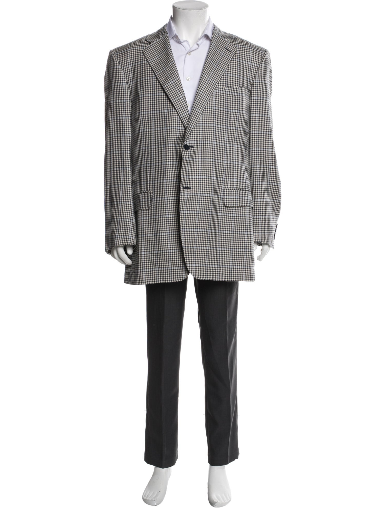 Canali Wool Plaid Print Blazer