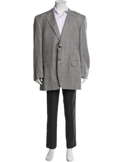 Canali Wool Plaid Print Blazer