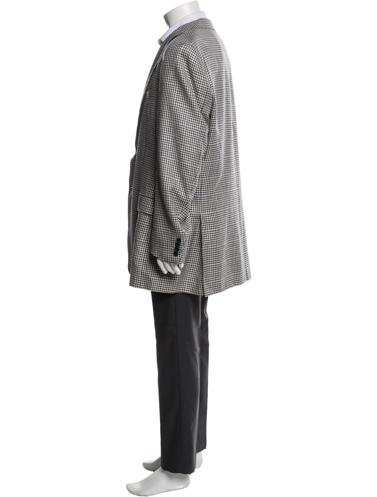 Canali Wool Plaid Print Blazer