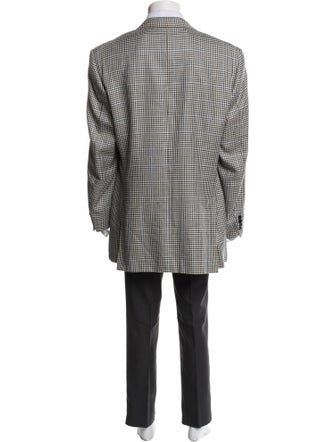 Canali Wool Plaid Print Blazer
