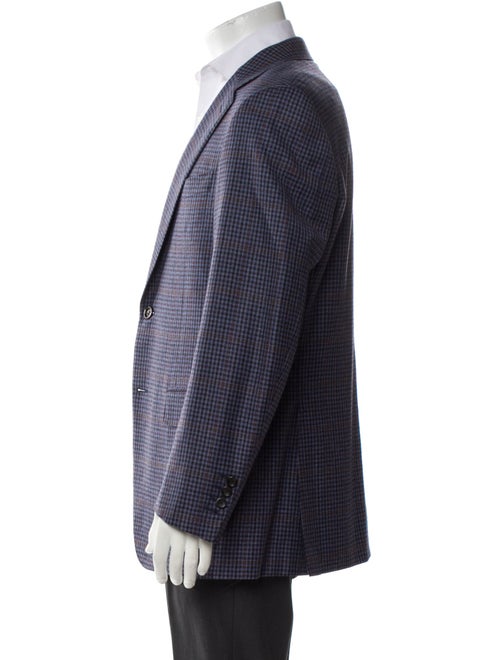 Canali Wool Plaid Print Peacoat