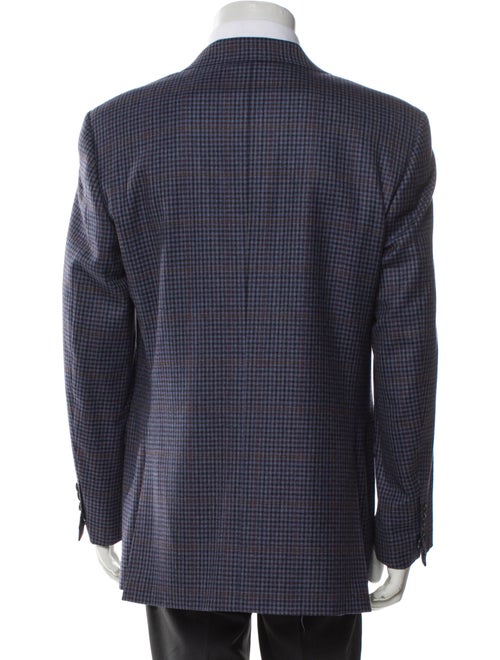 Canali Wool Plaid Print Peacoat