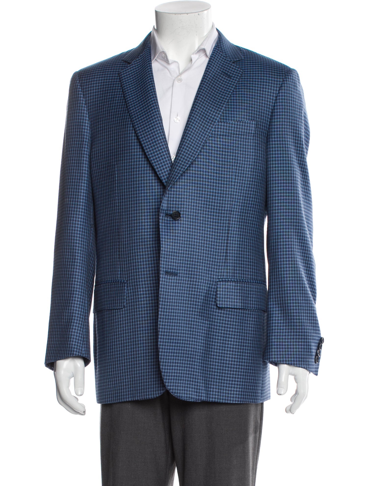 Canali Silk Plaid Print Blazer