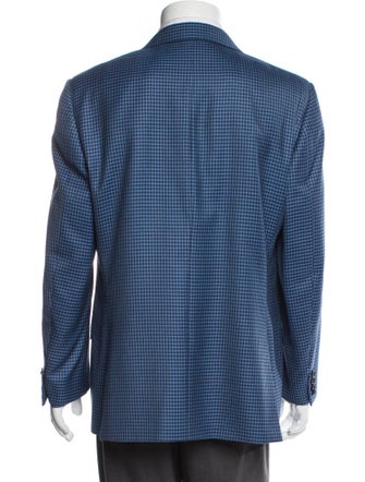 Canali Silk Plaid Print Blazer